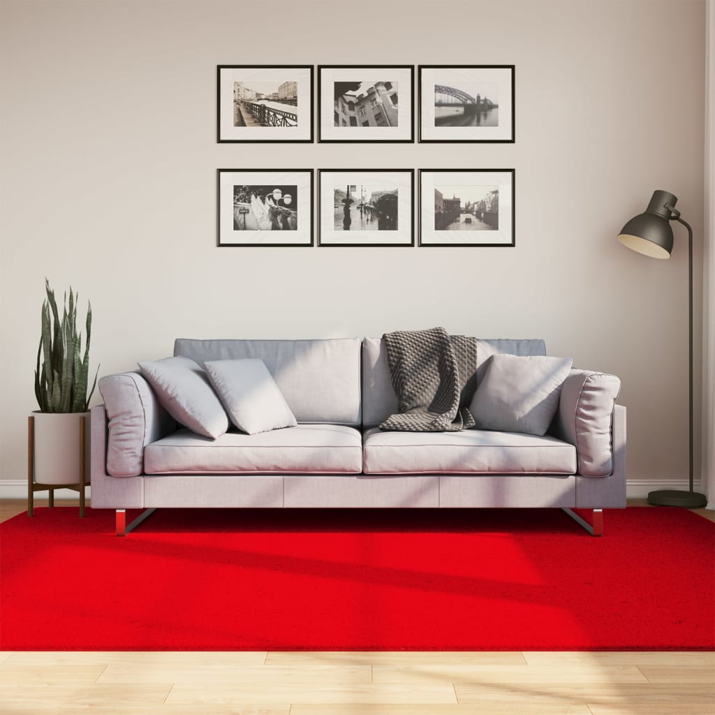 vidaXL gulvtæppe HUARTE 160x230 cm kort luv og vaskbart rød
