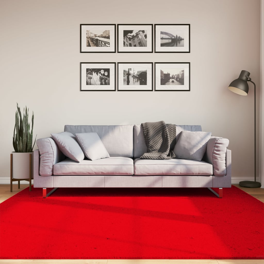 vidaXL Covor HUARTE, fir scurt, moale și lavabil, roșu, 200x200 cm