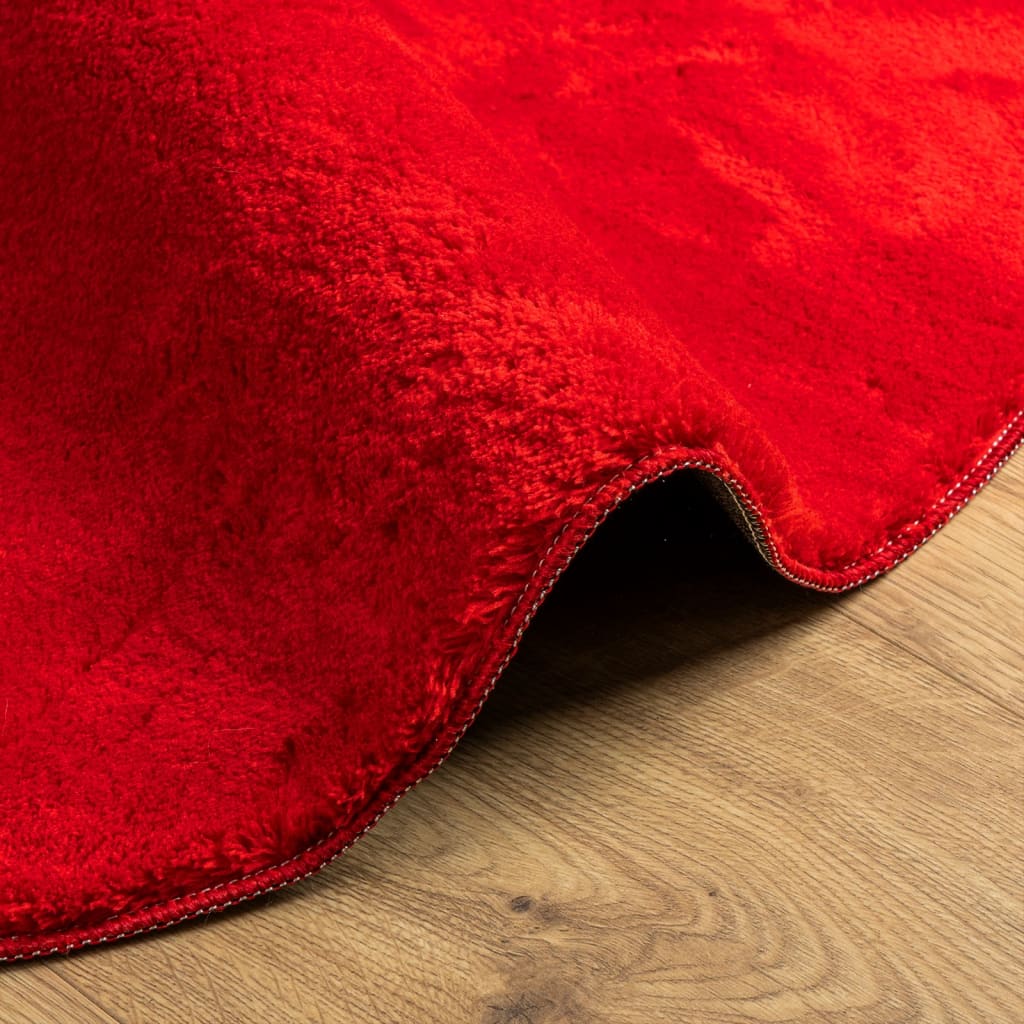 Teppich HUARTE Kurzflor Weich und Waschbar Rot Ø 120 cm