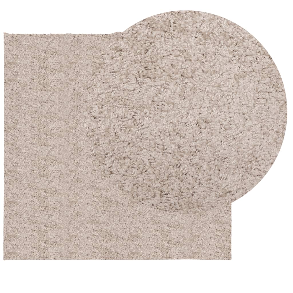 vidaXL Vloerkleed PAMPLONA shaggy hoogpolig modern 120x120 cm beige afbeelding