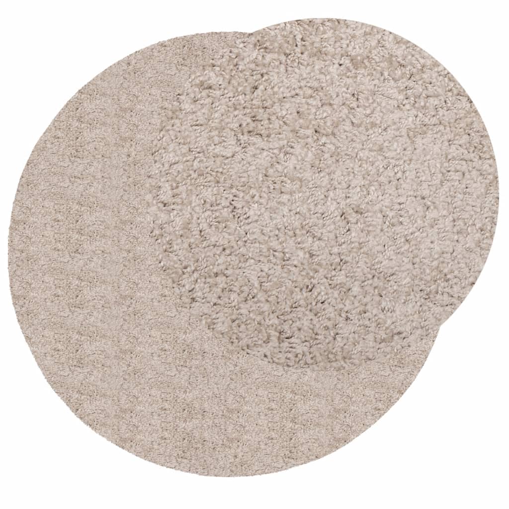 vidaXL Vloerkleed PAMPLONA shaggy hoogpolig modern Ø 80 cm beige afbeelding