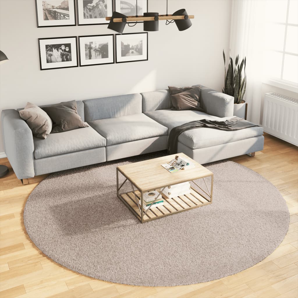 Tappeto Shaggy PAMPLONA a Pelo Lungo Moderno Beige Ø 240 cm