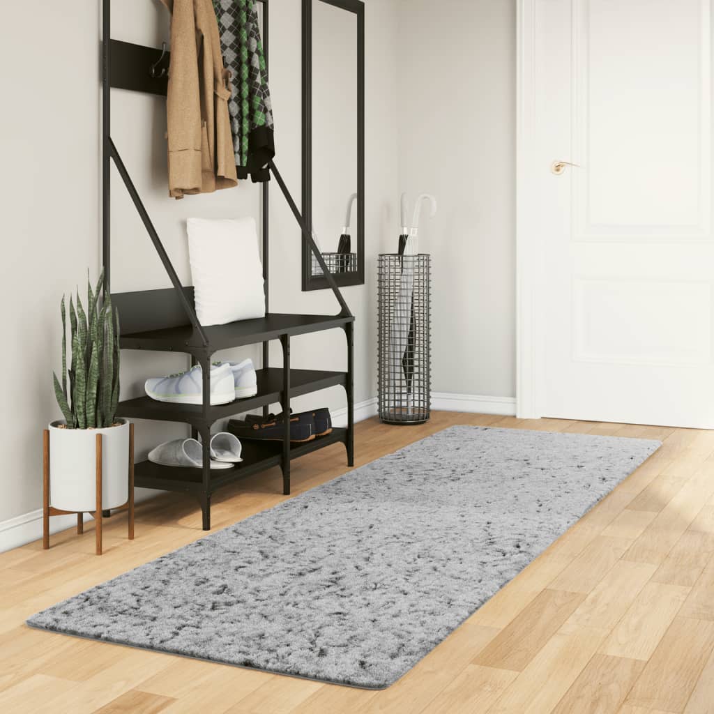 Shaggy-Teppich PAMPLONA Hochflor Modern Grau 80x250 cm