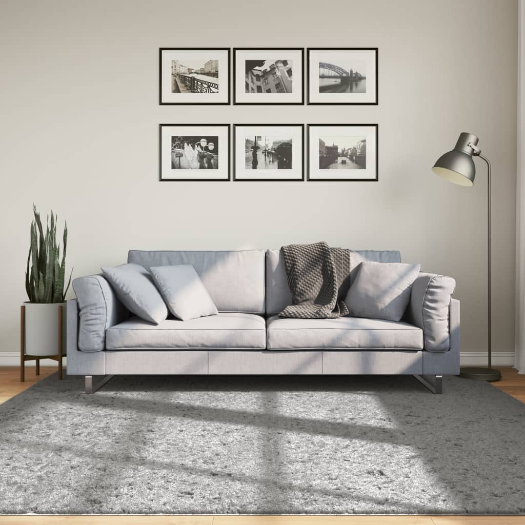 vidaXL shaggy gulvtæppe PAMPLONA 200x200 cm høj luv grå
