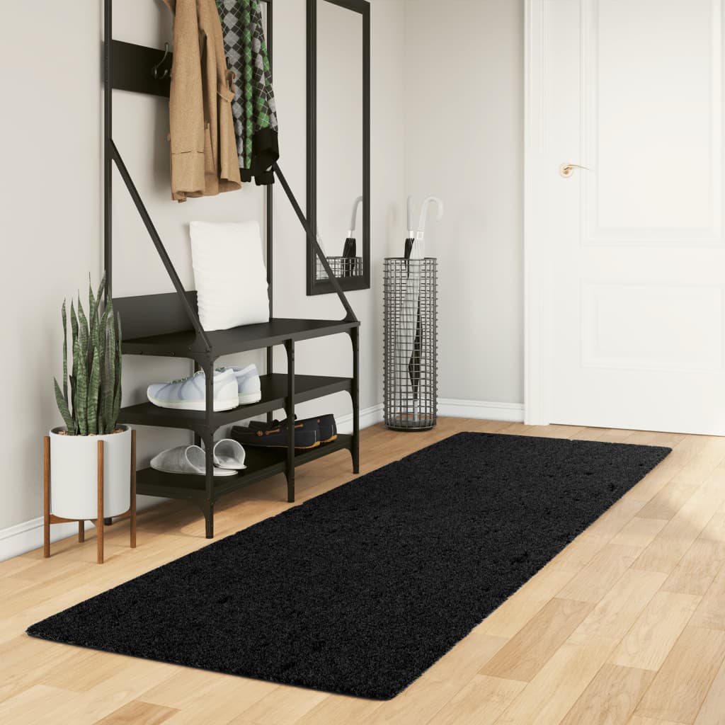 vidaXL Shaggy-Teppich PAMPLONA Hochflor Modern Schwarz 80x250 cm