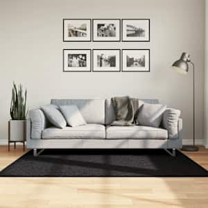 Koberec PAMPLONA s vysokým vlasem moderní černý 120 x 170 cm
