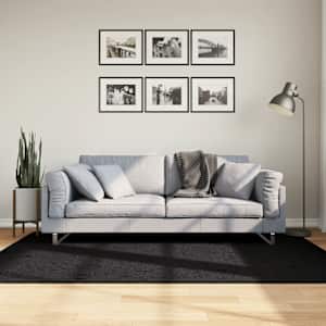 Koberec PAMPLONA s vysokým vlasem moderní černý 140 x 200 cm - obrázek 1