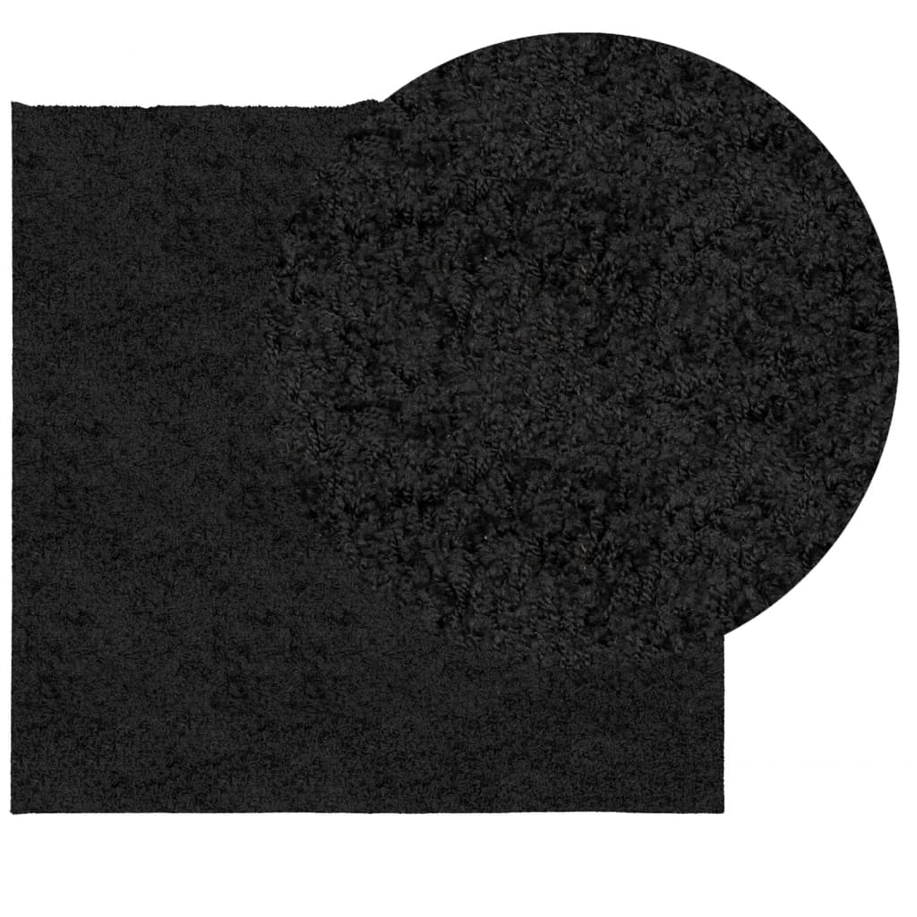 vidaXL Vloerkleed PAMPLONA shaggy hoogpolig modern 160x160 cm zwart afbeelding