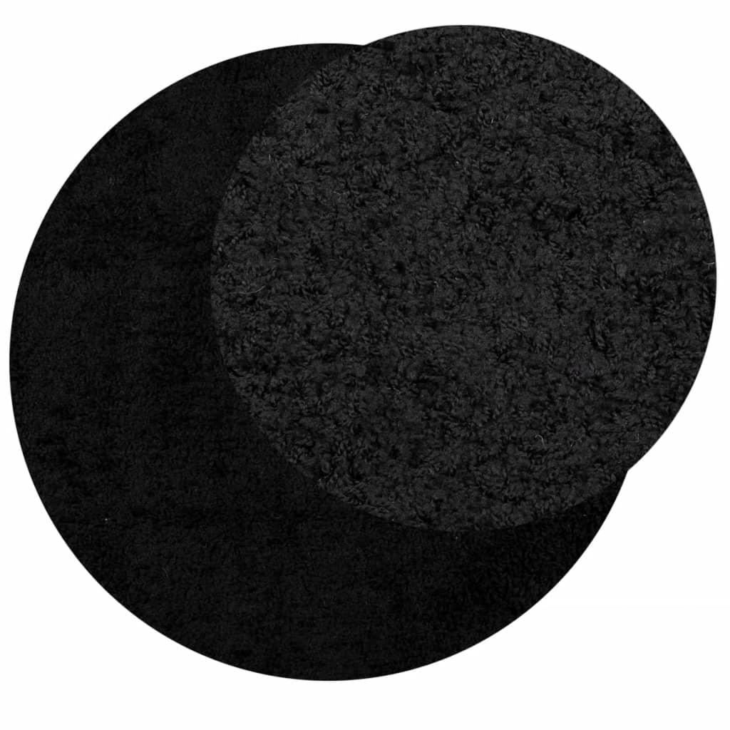 vidaXL Vloerkleed PAMPLONA shaggy hoogpolig modern Ø 280 cm zwart afbeelding