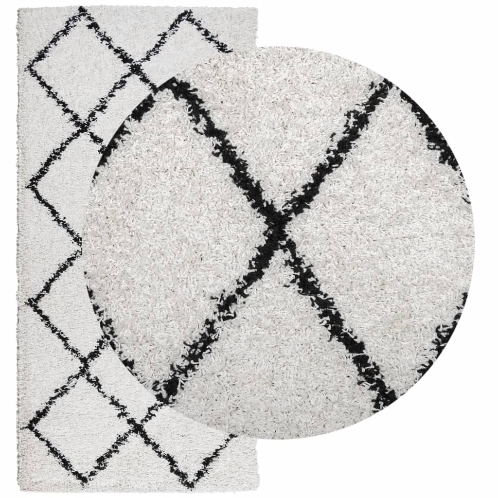 vidaXL Vloerkleed PAMPLONA shaggy hoogpolig 100x200 cm crème en zwart afbeelding