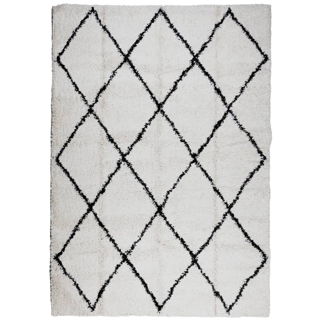 Thumbnail - vidaXL Shaggy-Teppich PAMPLONA Hochflor Modern Creme Schwarz 120x170cm