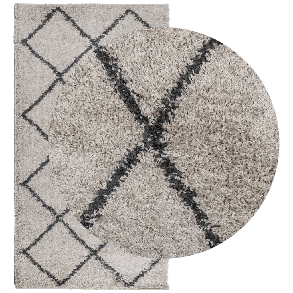 vidaXL Vloerkleed shaggy hoogpolig modern 60x110 cm beige en antraciet afbeelding