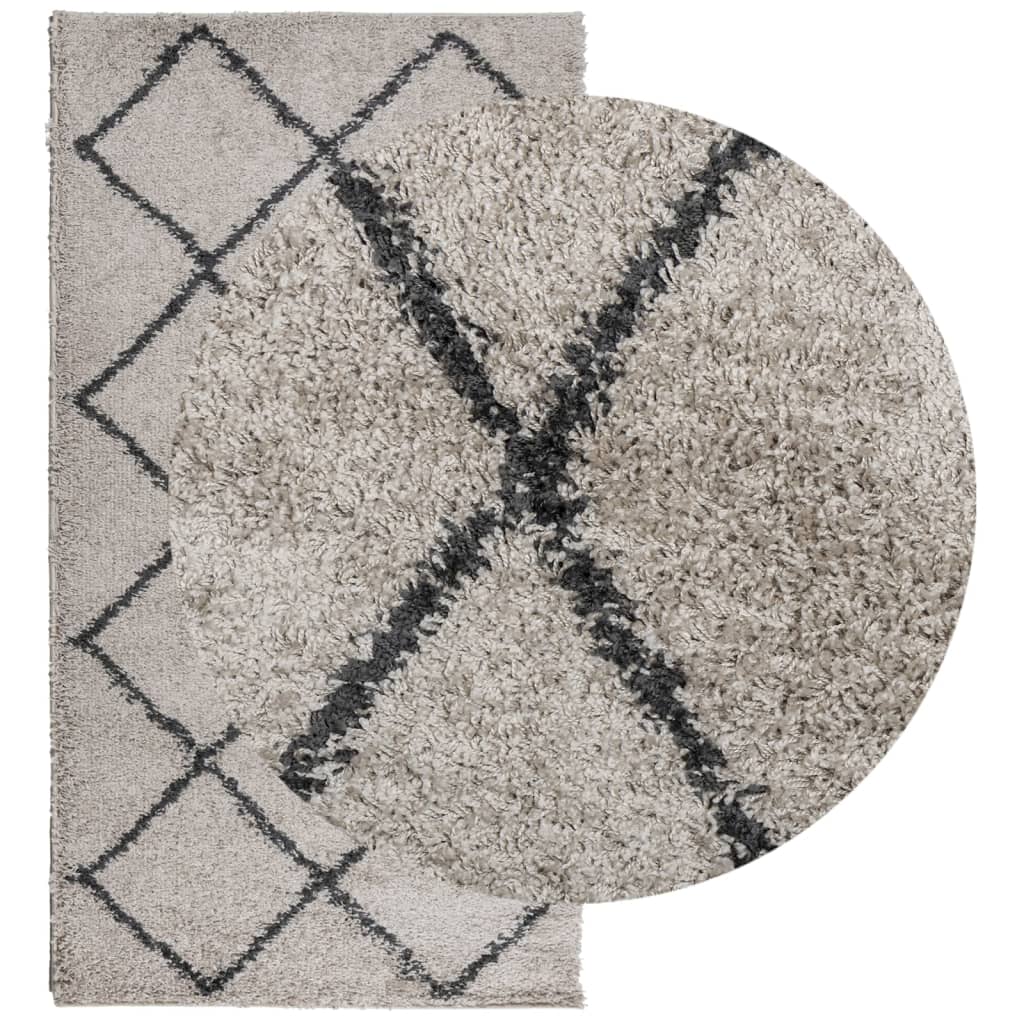 vidaXL Covor pufos "PAMPLONA" cu fire înalte, bej/antracit, 80x150 cm
