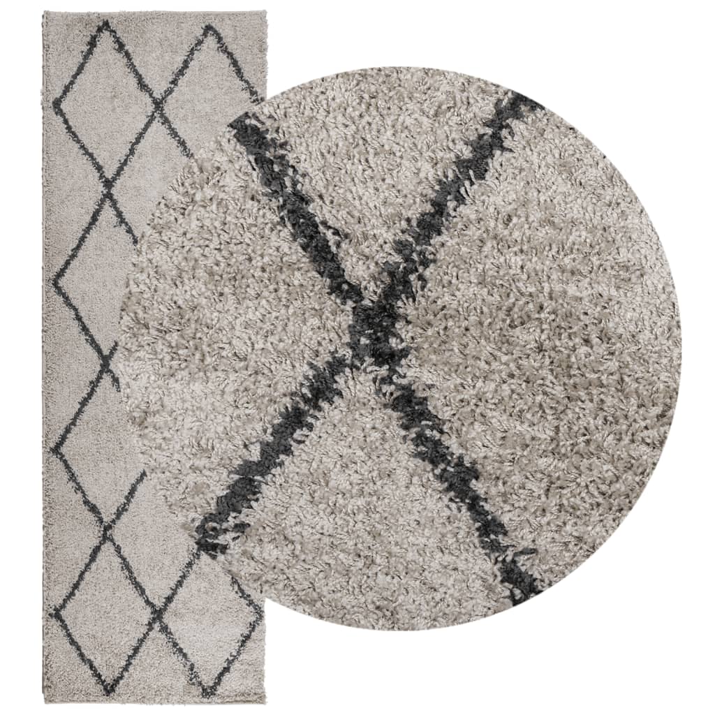 vidaXL Covor pufos "PAMPLONA" cu fire înalte, bej/antracit, 80x250 cm