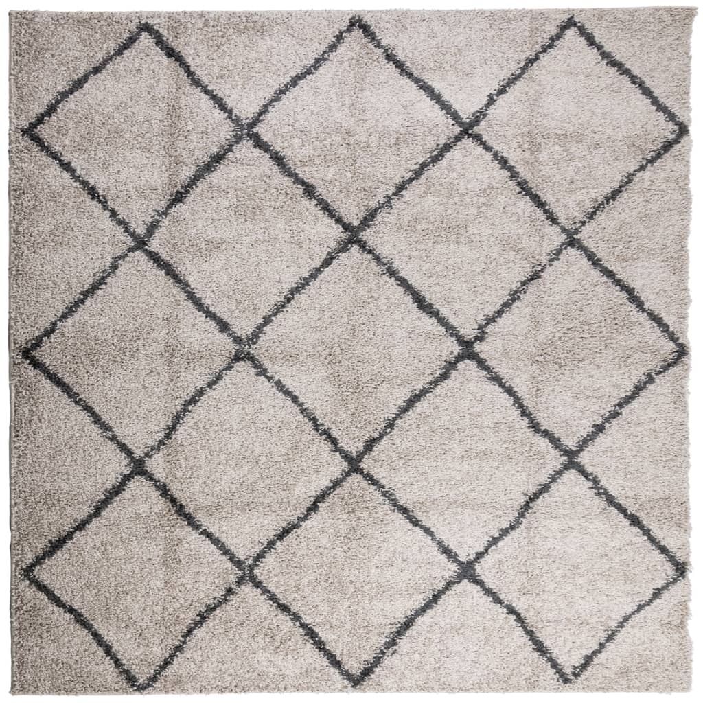 Thumbnail - vidaXL Teppich Shaggy Hochflor Modern Beige und Anthrazit 160x160 cm