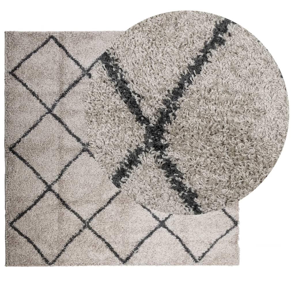 vidaXL Covor pufos "PAMPLONA" cu fire înalte, bej/antracit, 160x160 cm