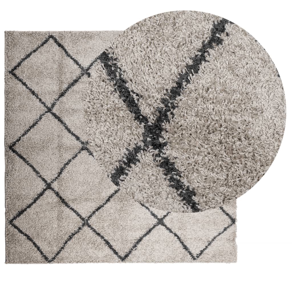 Thumbnail - vidaXL Shaggy-Teppich Hochflor Modern Beige Anthrazit 240x240 cm