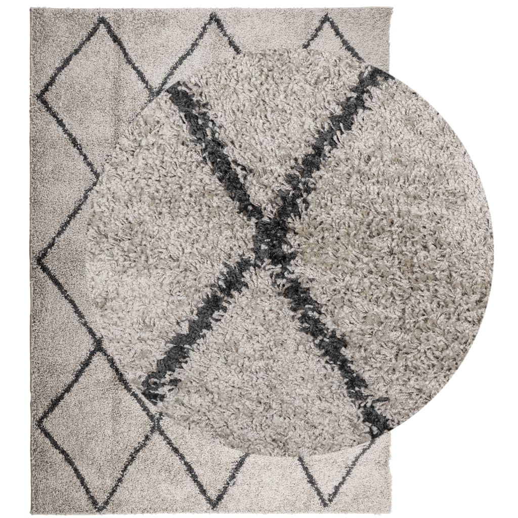 vidaXL Vloerkleed PAMPLONA shaggy hoogpolig 240x340 cm beige antraciet afbeelding