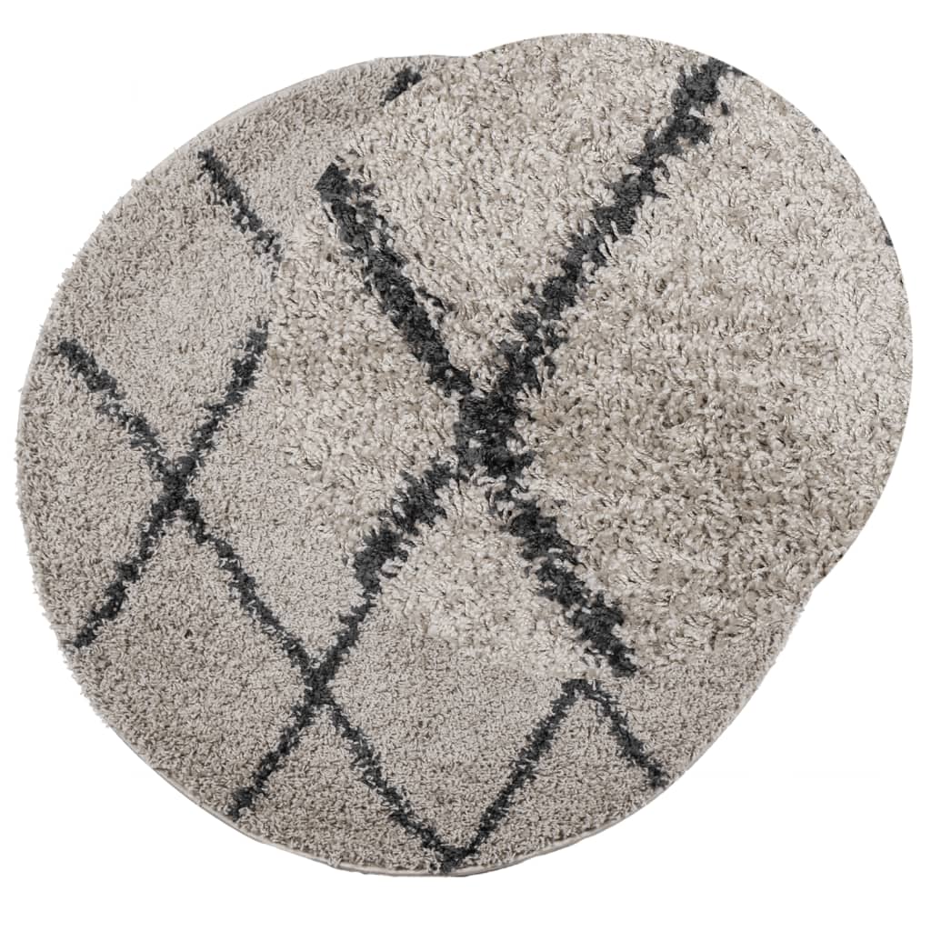 vidaXL Vloerkleed PAMPLONA shaggy hoogpolig Ø 80 cm beige antraciet afbeelding