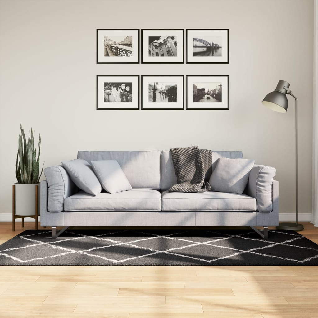 vidaXL Covor pufos cu fire înalte, bej și antracit modern, 100x200 cm