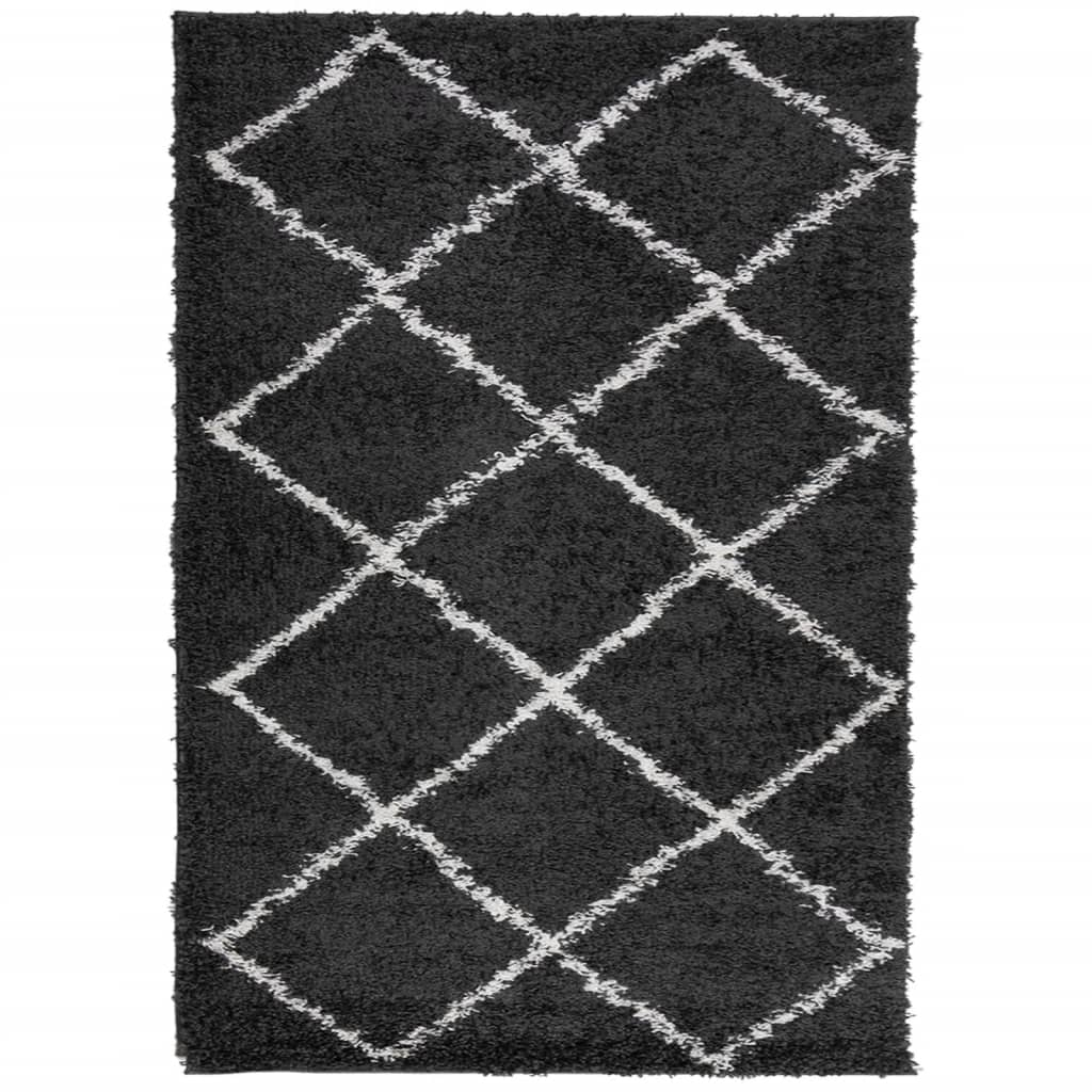 Thumbnail - vidaXL Shaggy-Teppich PAMPLONA Hochflor Modern Schwarz Creme 140x200cm
