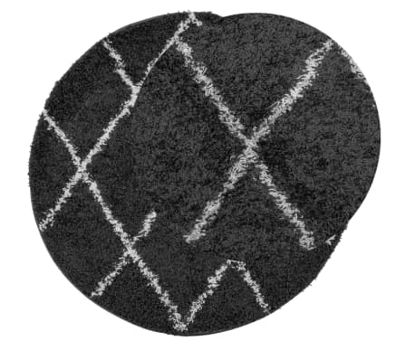 vidaXL Vloerkleed PAMPLONA shaggy hoogpolig &Oslash; 200 cm zwart en cr&egrave;me
