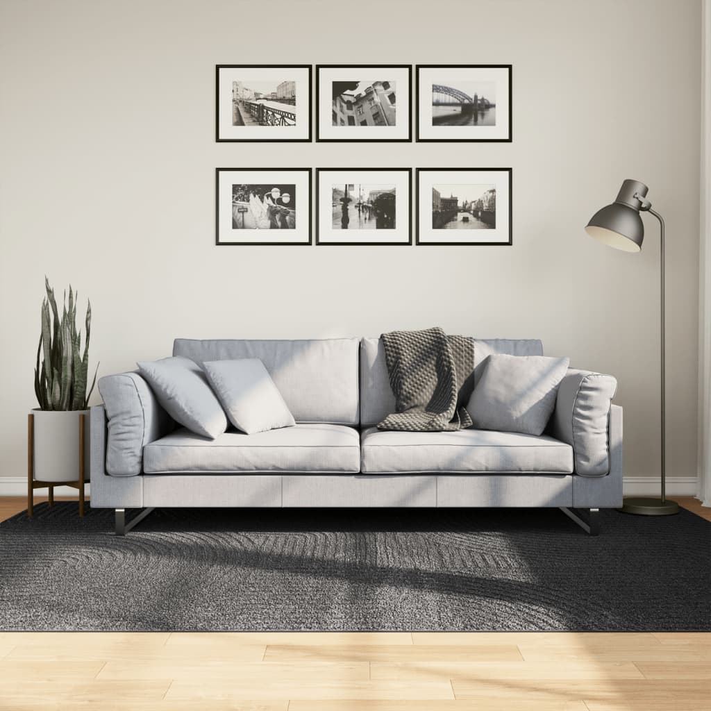 vidaXL Teppich IZA Kurzflor Skandi-Stil Anthrazit 160x230 cm