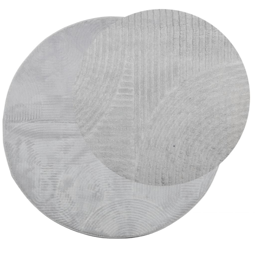 vidaXL Vloerkleed IZA laagpolig Scandinavisch Ø 120 cm grijs afbeelding
