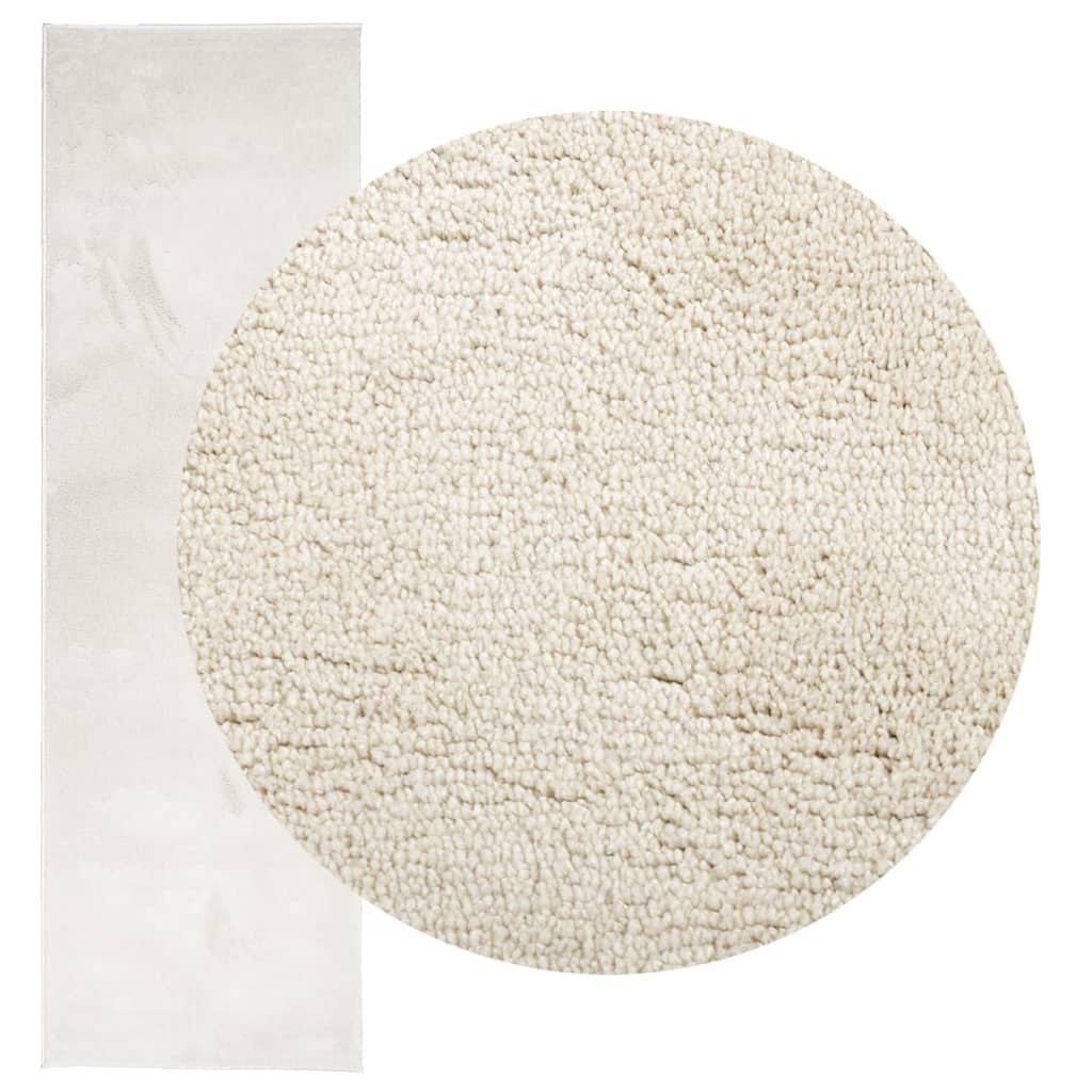 vidaXL Vloerkleed OVIEDO laagpolig 80x250 cm beige afbeelding