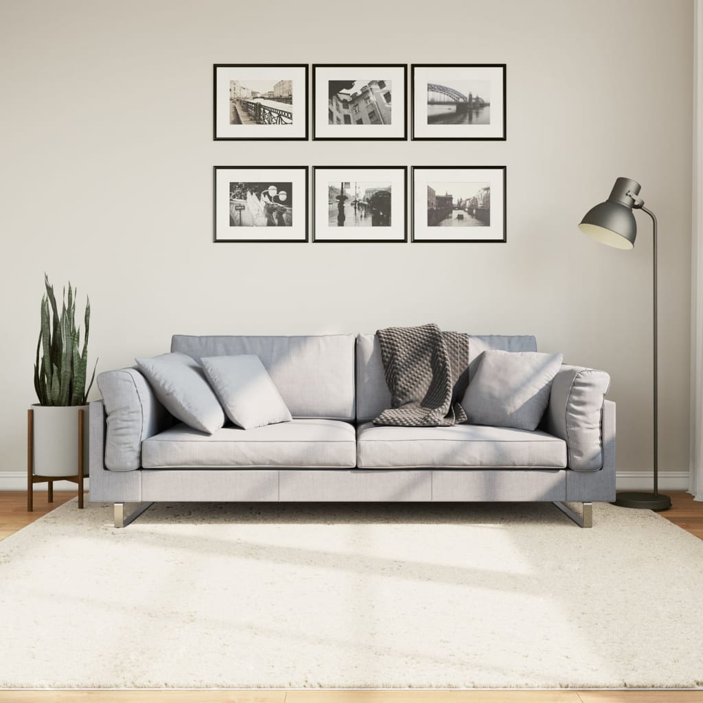 vidaXL gulvtæppe OVIEDO 200x200 cm kort luv beige