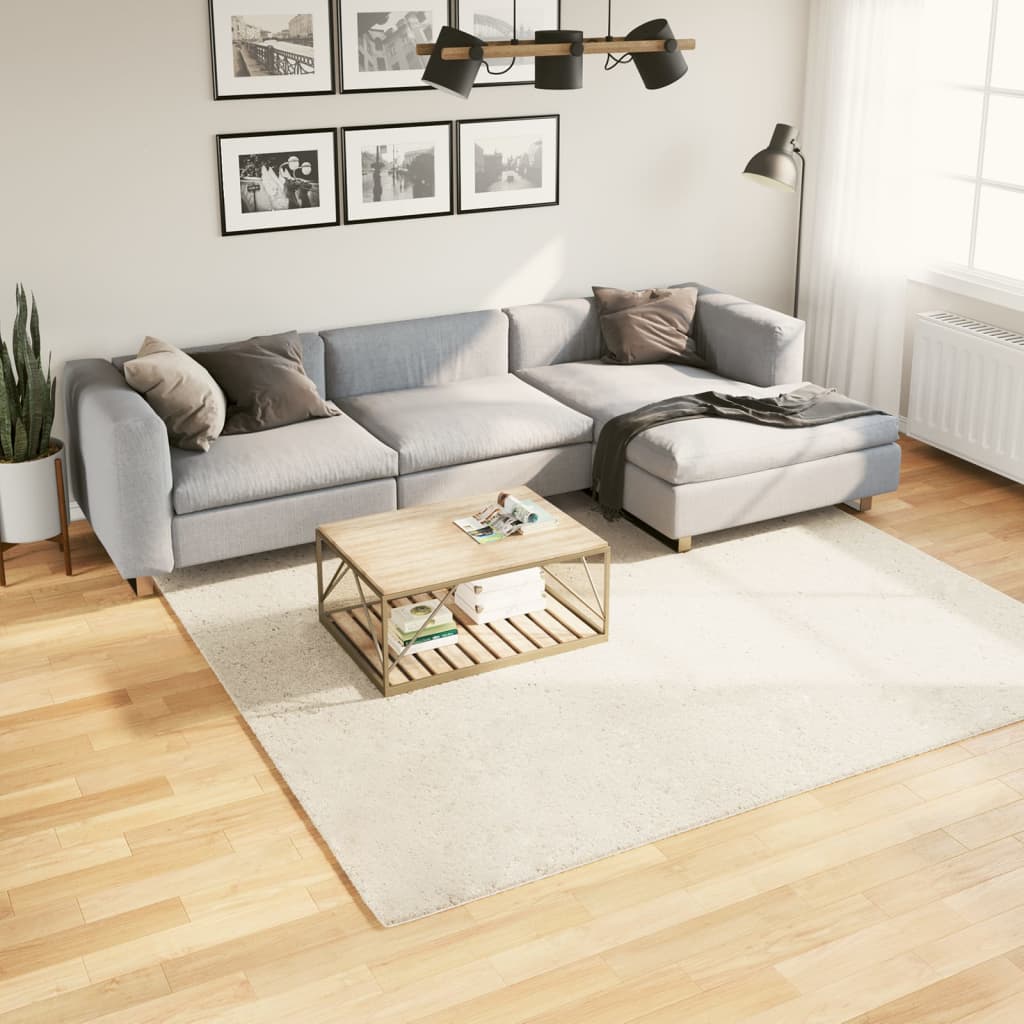 vidaXL gulvtæppe OVIEDO 240x240 cm kort luv beige