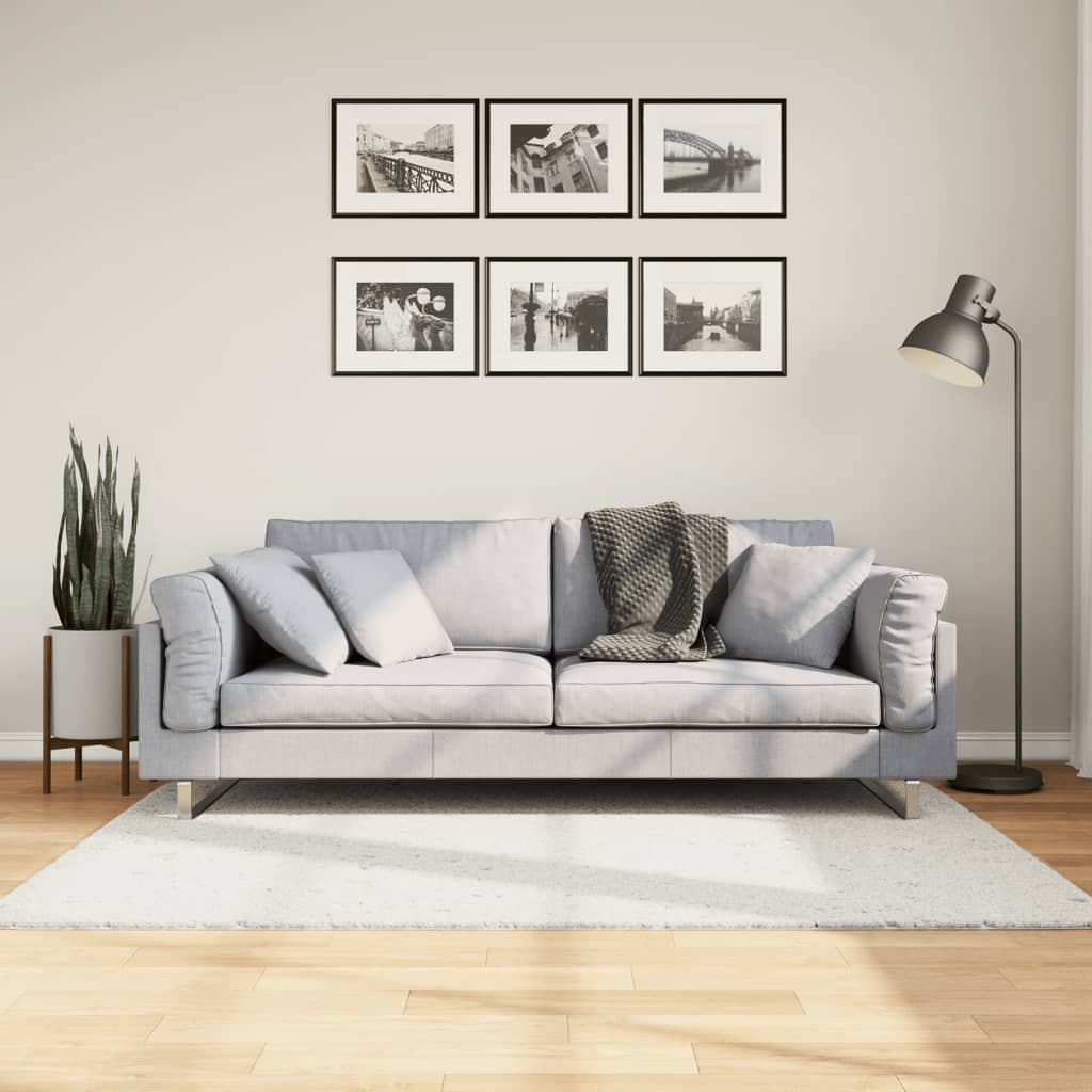 vidaXL gulvtæppe OVIEDO 120x120 cm kort luv cremefarvet