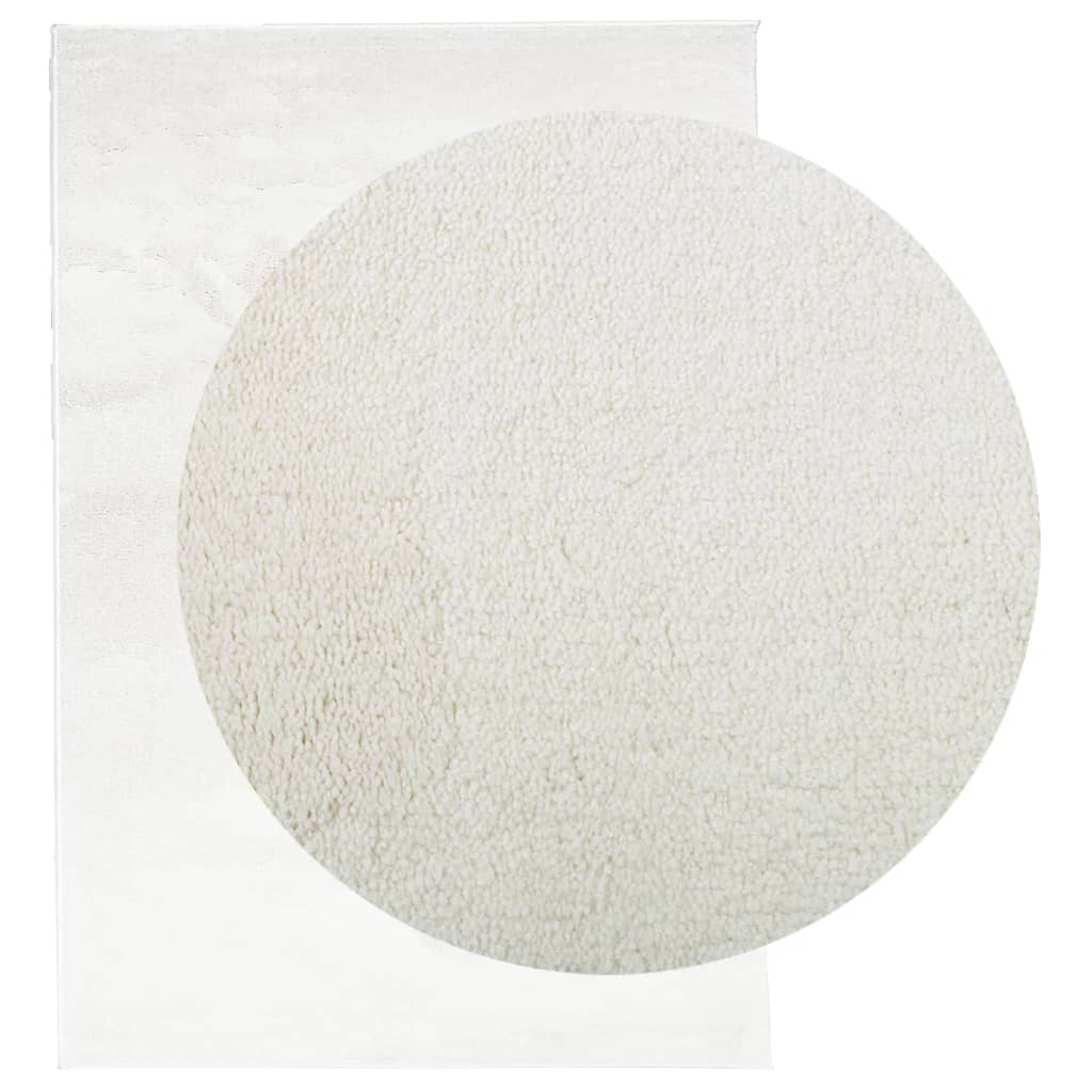 vidaXL Vloerkleed OVIEDO laagpolig 140x200 cm crèmekleurig afbeelding
