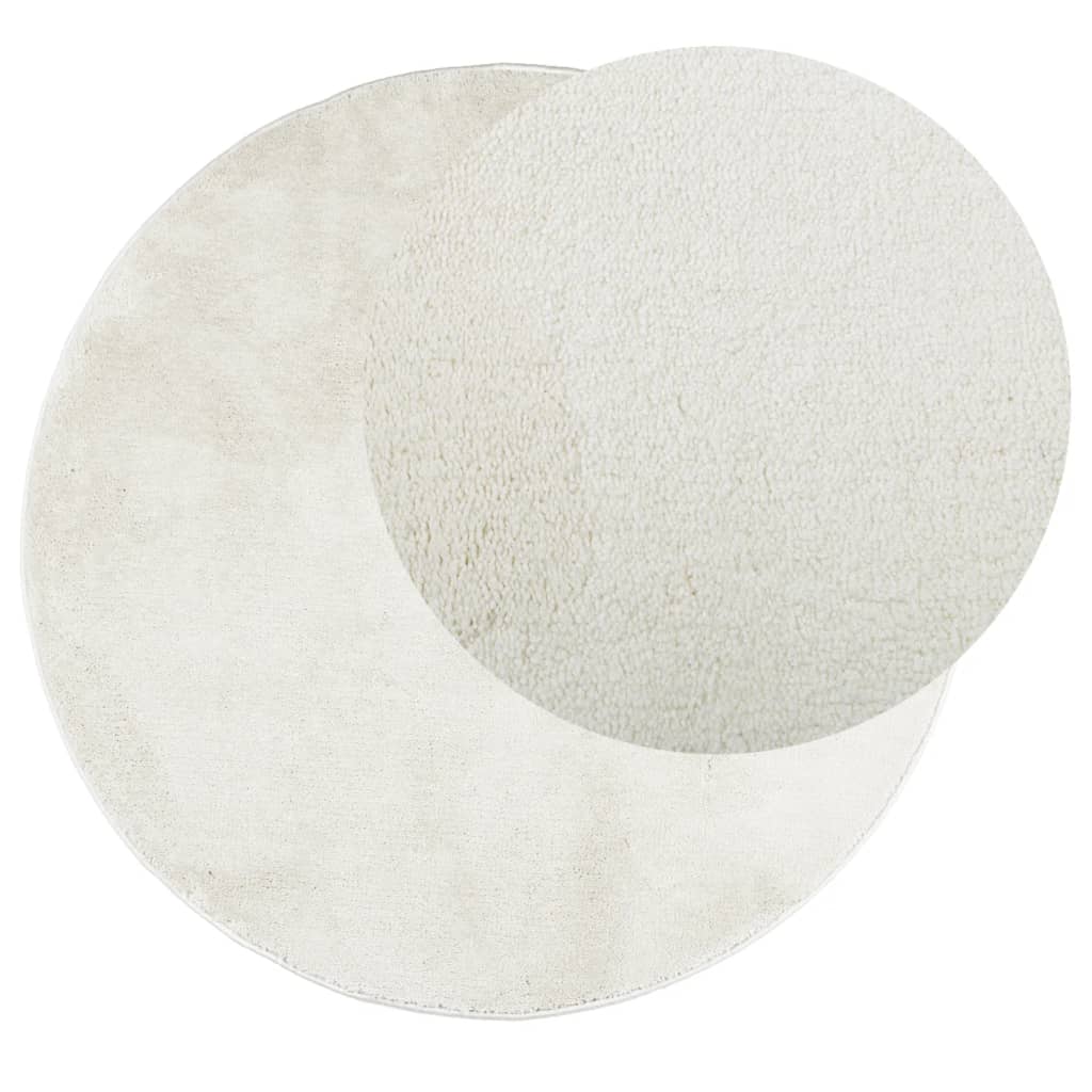 vidaXL Vloerkleed OVIEDO laagpolig Ø 120 cm crèmekleurig afbeelding