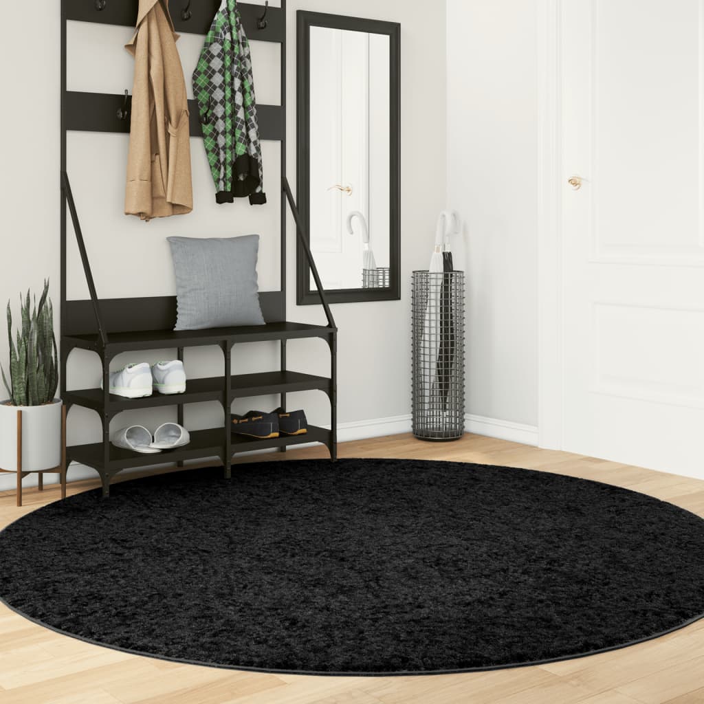 vidaXL Teppich OVIEDO Kurzflor Schwarz Ø 200 cm