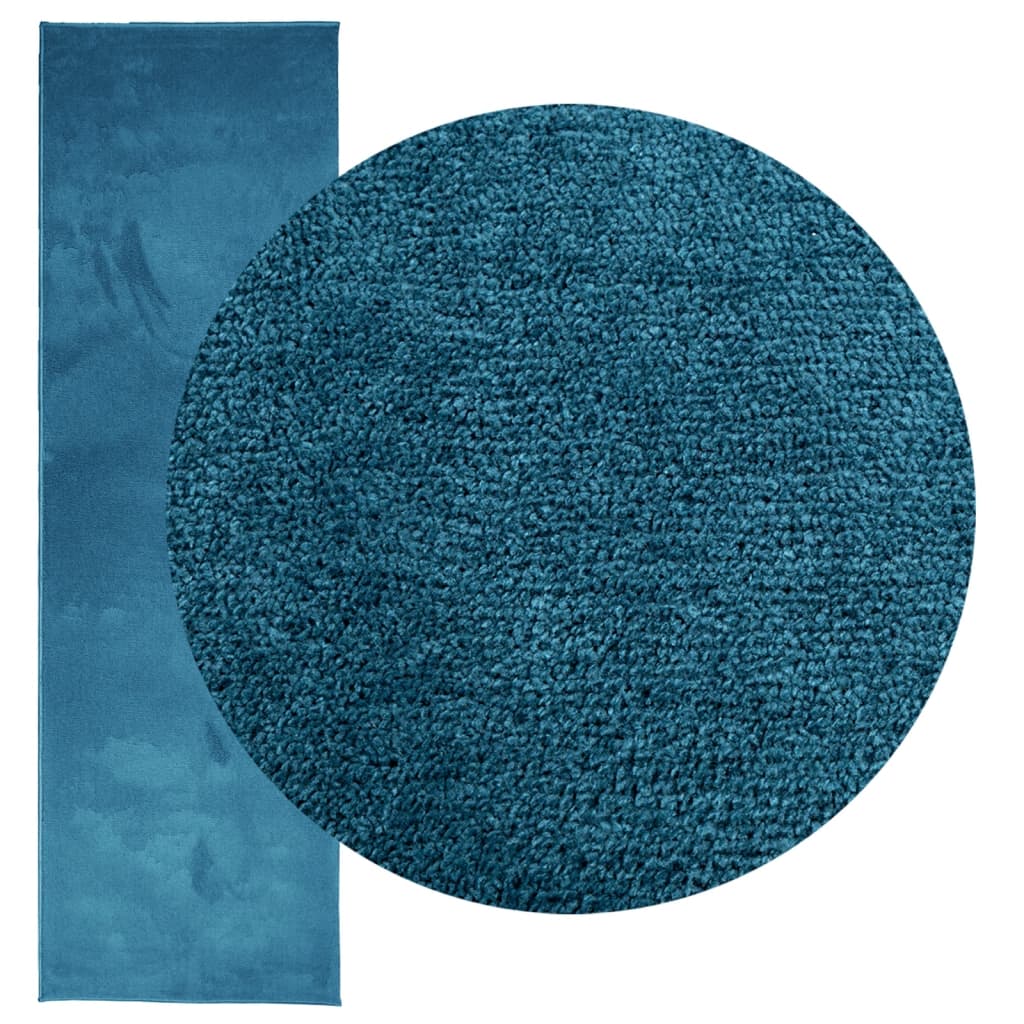 vidaXL Vloerkleed OVIEDO laagpolig 80x250 cm turquoise afbeelding