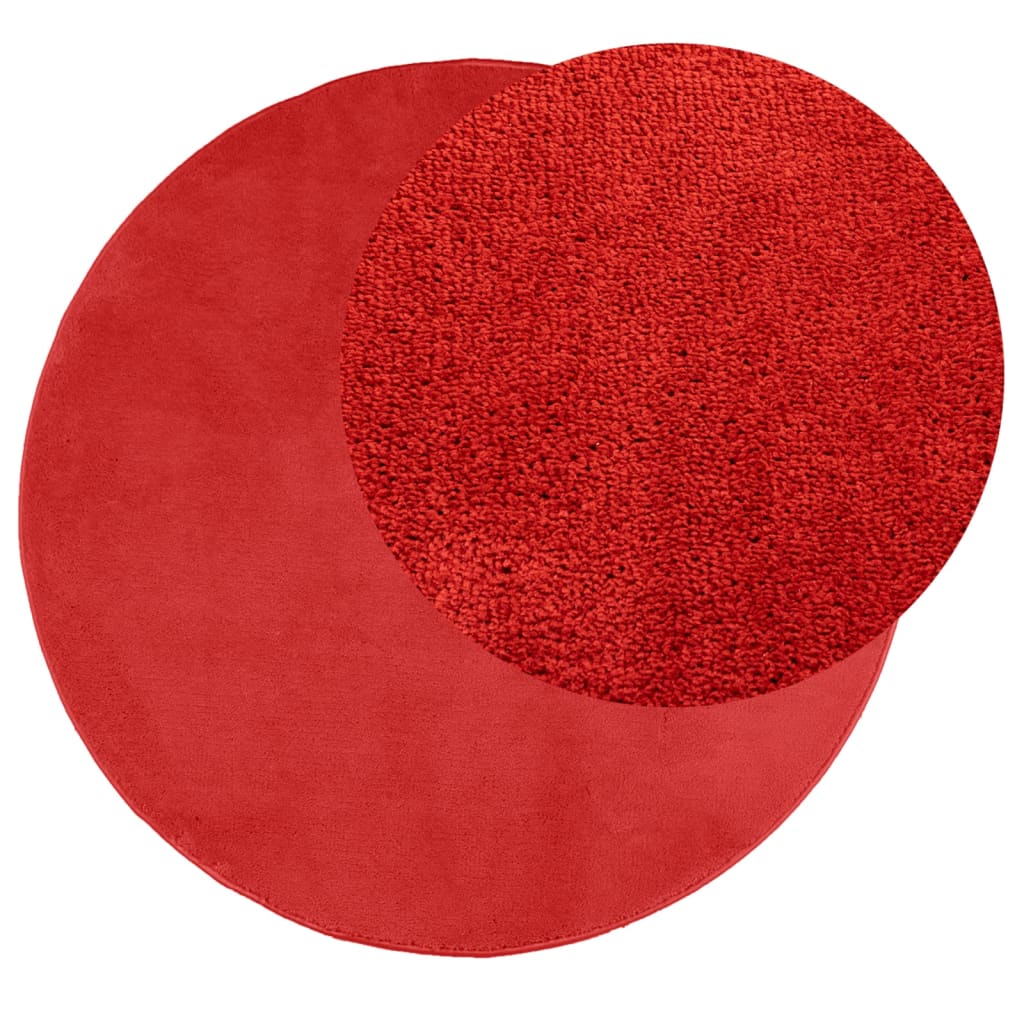 vidaXL Vloerkleed OVIEDO laagpolig Ø 120 cm rood afbeelding