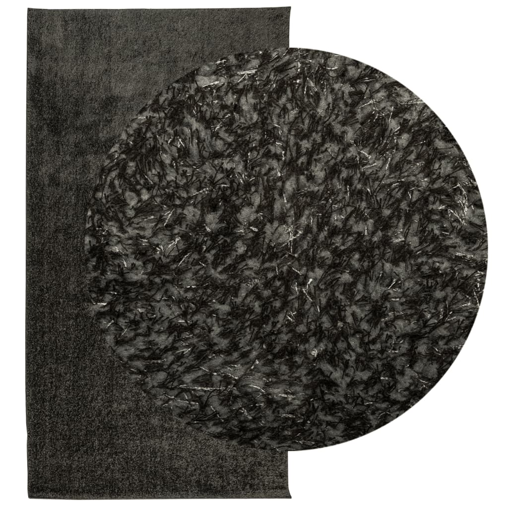vidaXL Vloerkleed ISTAN hoogpolig glanzend 80x150 cm antracietkleurig afbeelding