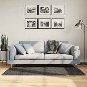 Koberec HUARTE vysokým vlasem lesklý vzhled antracit 80x150 cm - obrázek 1