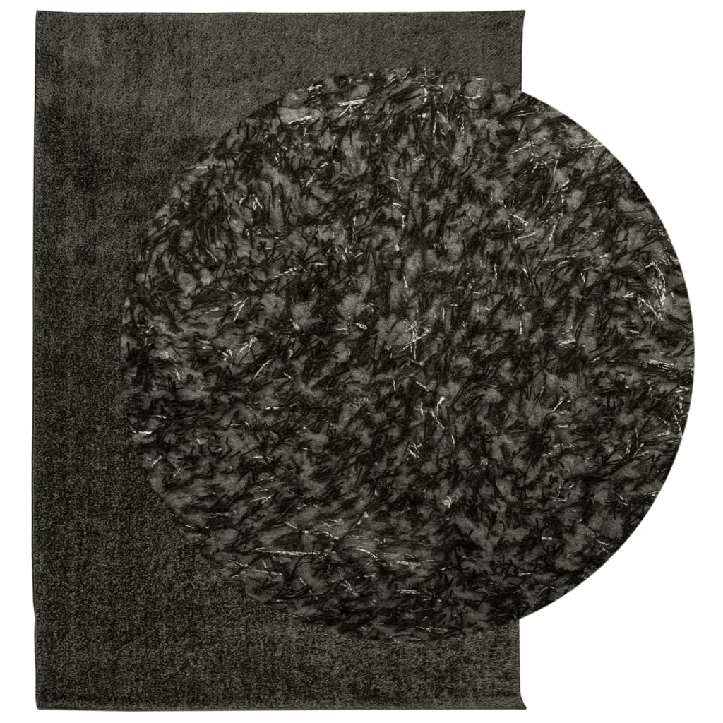 vidaXL Vloerkleed ISTAN hoogpolig glanzend 140x200 cm antracietkleurig afbeelding