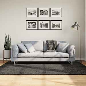 Koberec HUARTE vysokým vlasem lesklý vzhled antracit 140x200 cm - obrázek 1