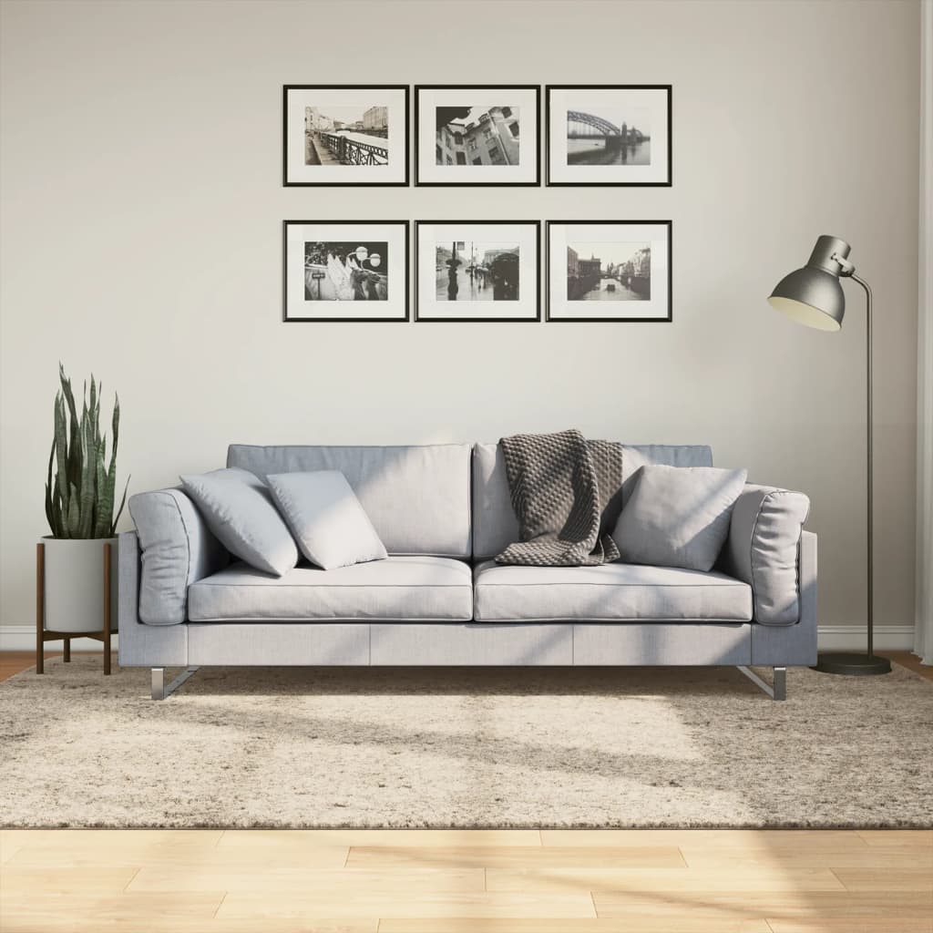 vidaXL Covor ISTAN, cu fire înalte, aspect lucios, bej, 160x230 cm