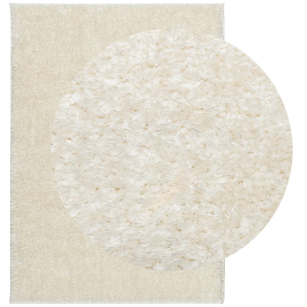 vidaXL Vloerkleed ISTAN hoogpolig glanzend 200x280 cm crèmekleurig afbeelding