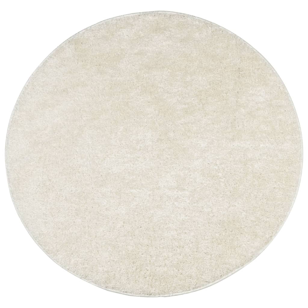 vidaXL Koberec HUARTE vysokým vlasem lesklý vzhled krémový Ø 80 cm