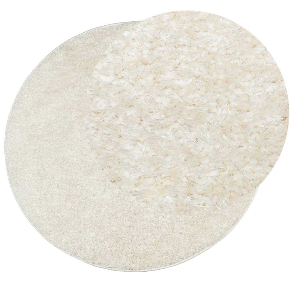 vidaXL Vloerkleed ISTAN hoogpolig glanzend Ø 80 cm crèmekleurig afbeelding