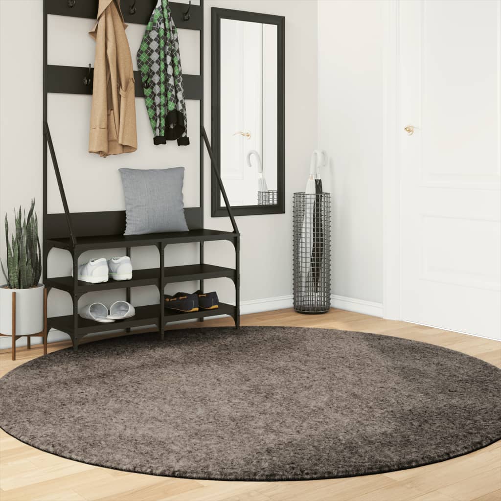 vidaXL Teppich ISTAN Hochflor Glänzend Grau Ø 200 cm