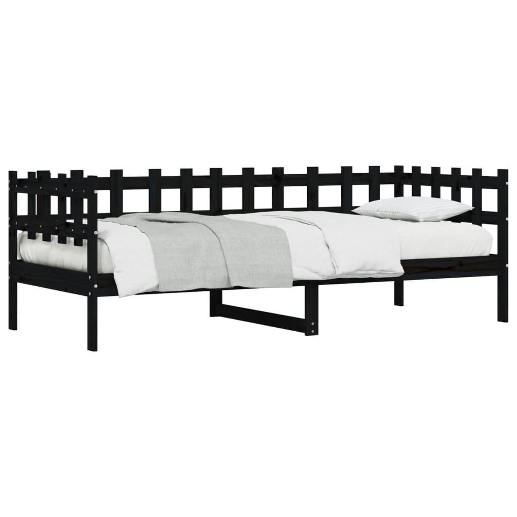 vidaXL Slaapbank 90x200 cm massief grenenhout zwart afbeelding