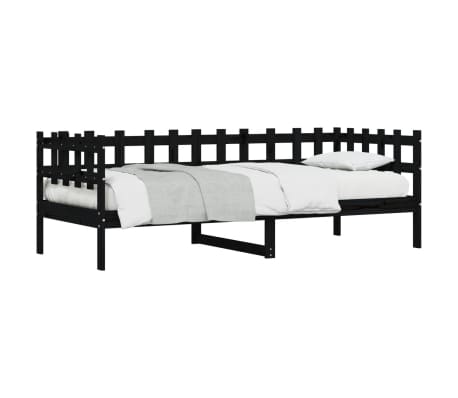 vidaXL Sof&aacute;-cama 90 x 200 cm madeira de pinho maci&ccedil;a preto