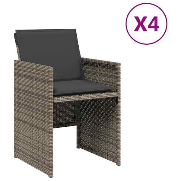vidaXL aiatoolid patjadega 4 tk, hall, pol&uuml;rotang