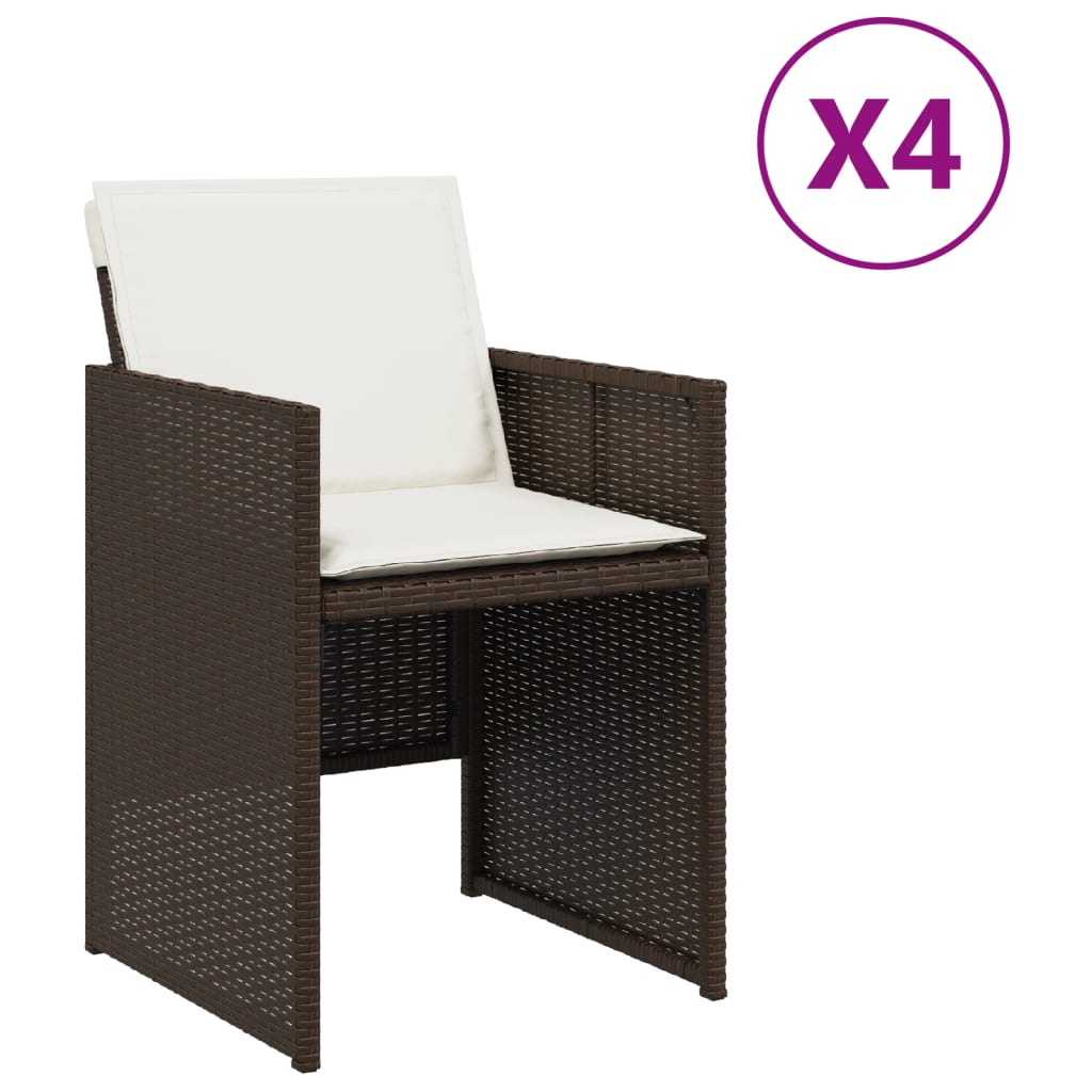 vidaXL Zahradní židle s poduškami 4 ks hnědé polyratan